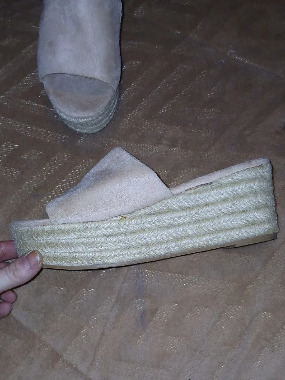 Coconuts by Matisse Light Cream Sandy Espadrille Platform Slide Sz: 8